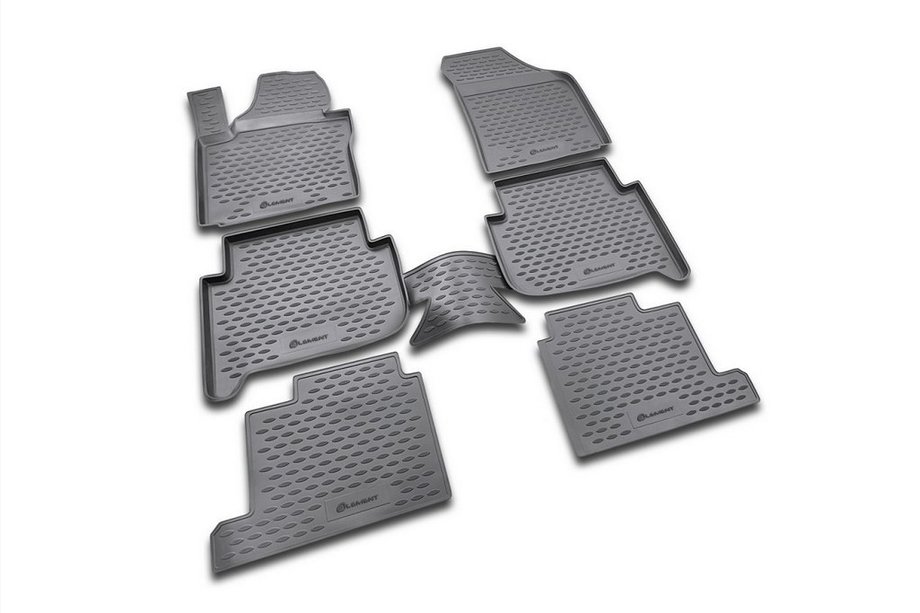Volkswagen Touran 2010–2015 Rubberen vloermatten voor het interieur (6 stuks, Novline) 7 zitplaatsen Image