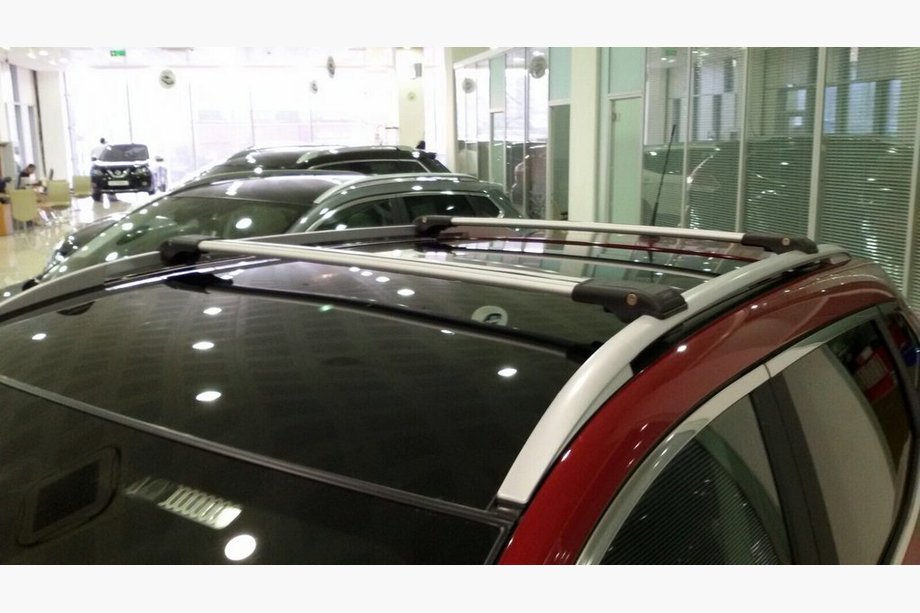 Nissan Pathfinder R51 2005–2014 Afsluitbare dwarsdragers voor dakrails (2 stuks) Grijs Foto 3