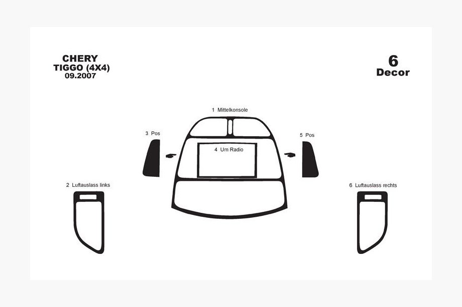 Chery Tiggo 1 2005–2016 Dashboard sierlijsten (kleine set) Carbonlook Foto 3