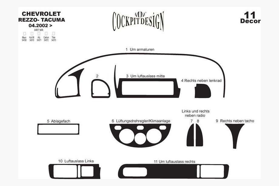 Chevrolet Tacuma/Rezzo 2000–2008 Dashboard sierlijsten Foto 2