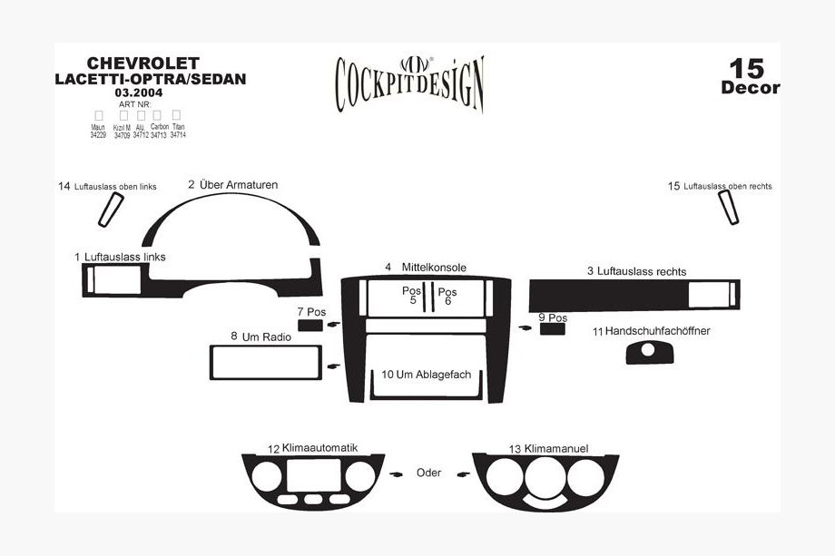 Chevrolet Lacetti 2003–2024 Dashboard sierlijsten Sedan (Meric) Foto 5