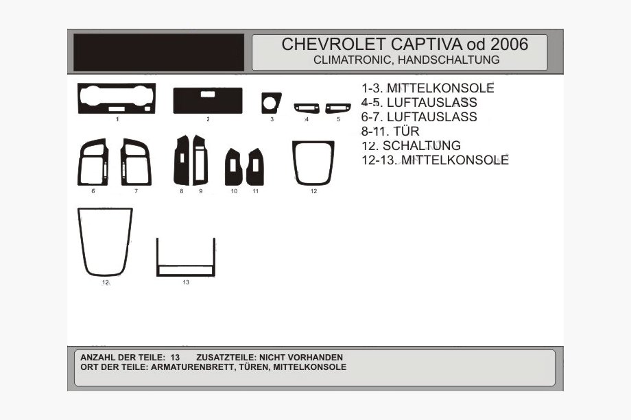 Chevrolet Captiva 2006–2019 Dashboard sierlijsten Notenhout Image