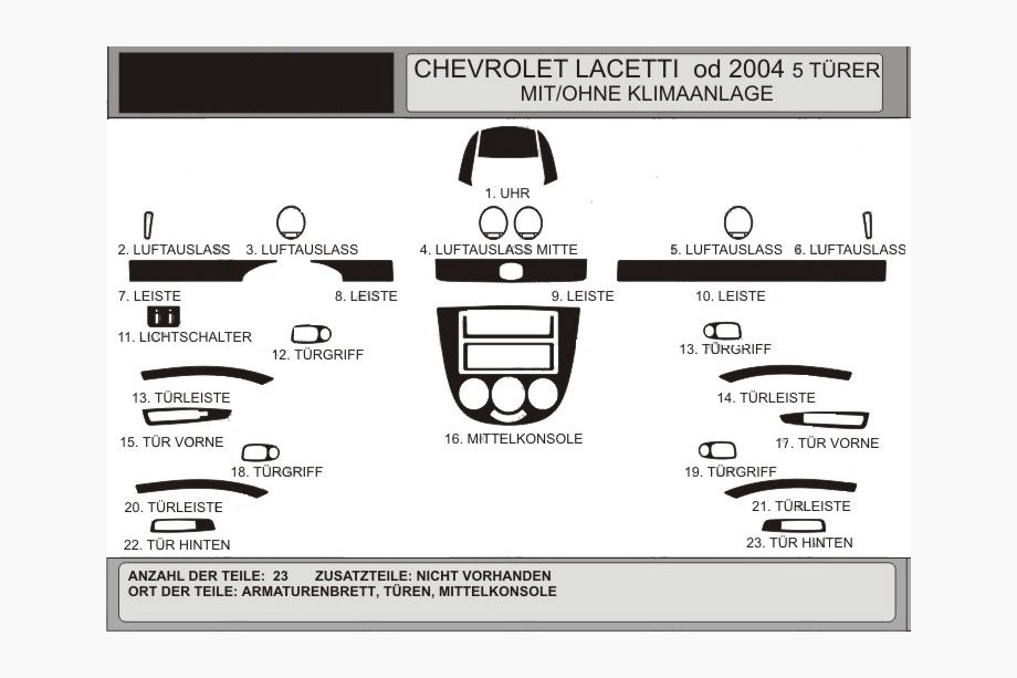 Chevrolet Lacetti 2003–2024 Dashboardpanelen voor Hatchback (Hartman) Notenhout Image