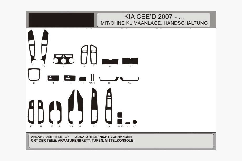 Kia Ceed 2007–2012 Dashboard sierlijsten Aluminium Image