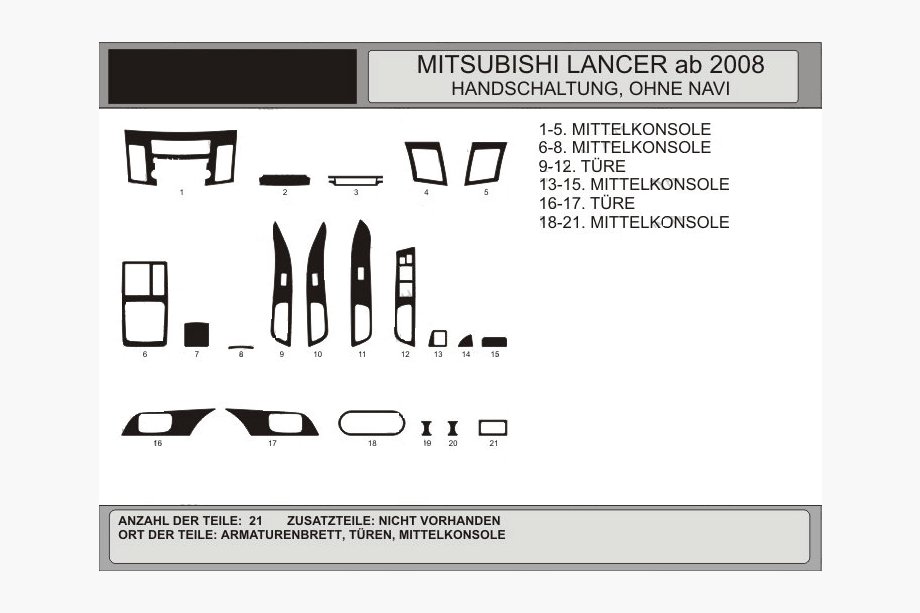 Mitsubishi Lancer X 2008– Dashboard sierlijsten (Hartman) Carbon Plus Image