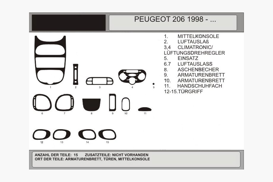 Peugeot 206 1998–2024 Dashboardpanelen (Hartman, 1998-2001) Rood Image