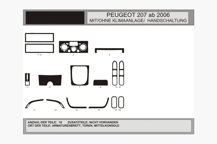 Peugeot 207 2006–2014 Dashboard sierlijsten (Hartman) Carbon Plus Image