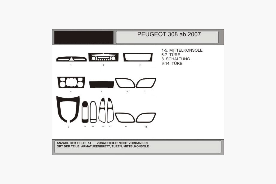 Peugeot 308 2007–2013 Dashboard sierlijsten Notenhout Image
