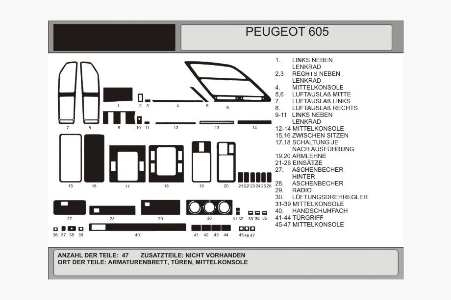 Peugeot 605 1989–1999 Dashboard sierlijsten Image