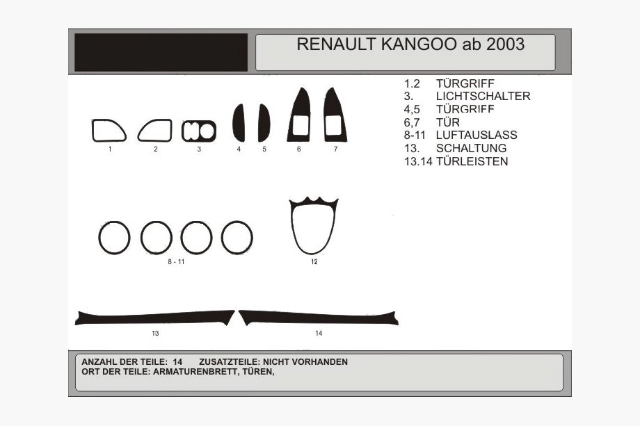 Renault Kangoo 1998–2008 Dashboard sierlijsten (Hartman) Blauw Image