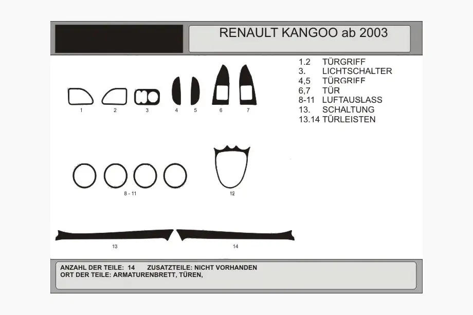 Renault Kangoo 1998–2008 Dashboard sierlijsten (Hartman) Image