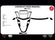 Chevrolet Cruze 2009–2015 Dashboard afdeklijsten (handgeschakeld) Houtlook foto 4