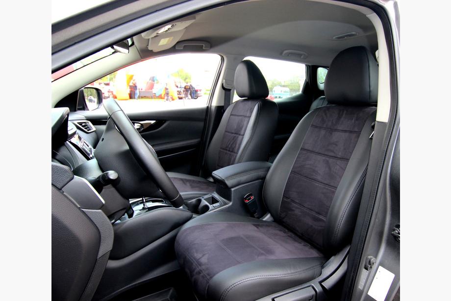 Nissan Qashqai 2014–2021 Autostoelhoezen eco-leer+stof+Alcantara Antara A001 (complete set, volledig interieur) Foto 10