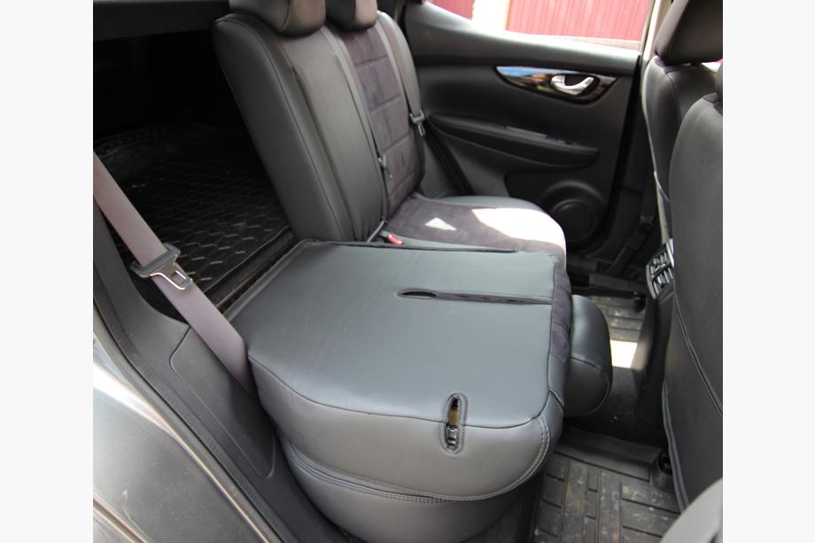 Nissan Qashqai 2014–2021 Autostoelhoezen eco-leer+stof+Alcantara Antara A001 (complete set, volledig interieur) Foto 4