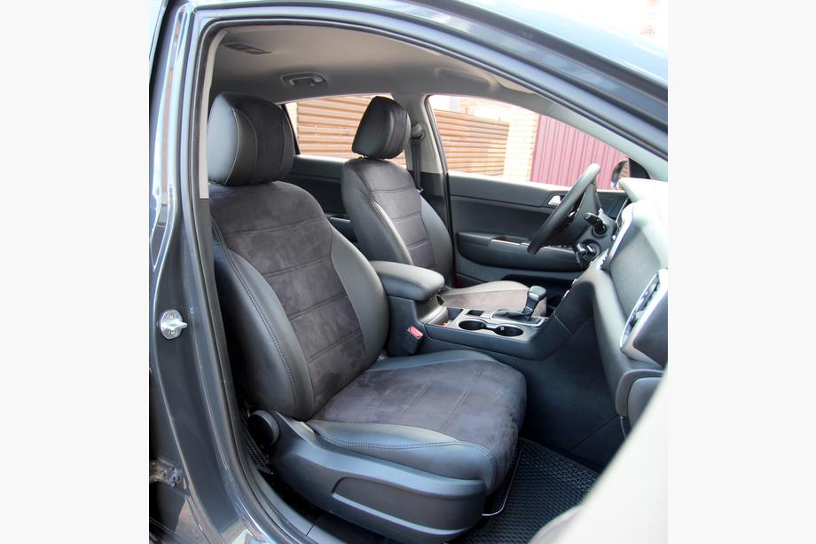 Kia Sportage 2015–2021 Autostoelhoezen eco-leer+stof+Alcantara Antara A001 (complete set, volledig interieur) Image