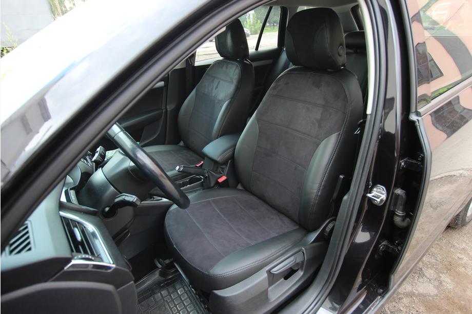 Skoda Octavia III A7 2013–2019 Autostoelhoezen eco-leer+stof+Alcantara Antara A001 (complete set, volledig interieur) Foto 4