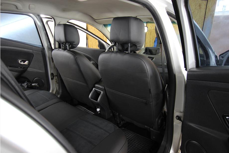 Renault Megane III 2009–2016 Autostoelhoezen eco-leer+stof+Alcantara Antara A001 (complete set, volledig interieur) Foto 9