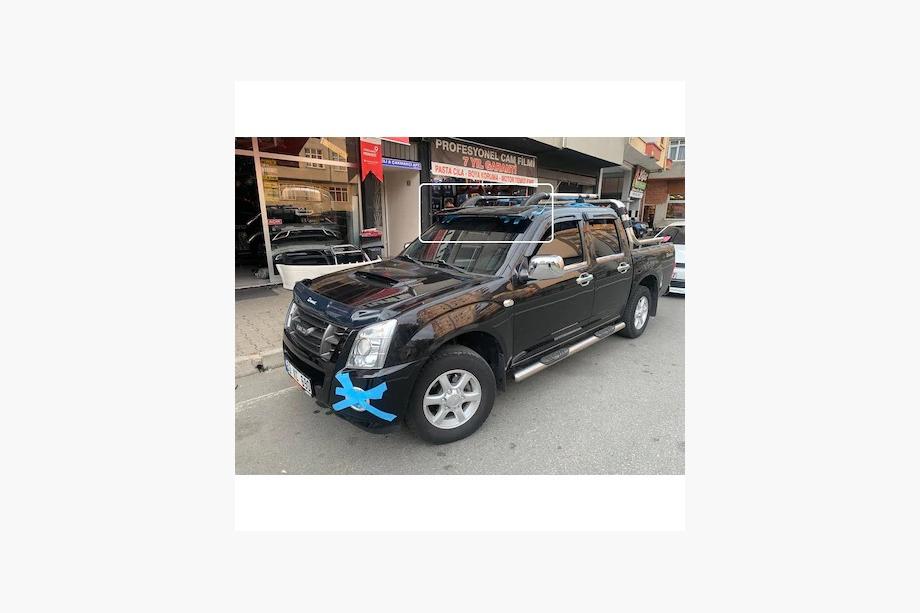 Isuzu D-Max 2011–2019 Zonneklep voor voorruit op frame V1 (hoogglans zwart, 5 mm) Image
