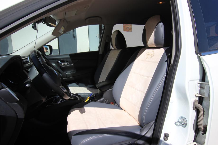 Nissan X-trail T32/Rogue 2014–2021 Autostoelhoezen eco-leer + stof + antara Antara A0013 (complete set voor het interieur) Foto 11