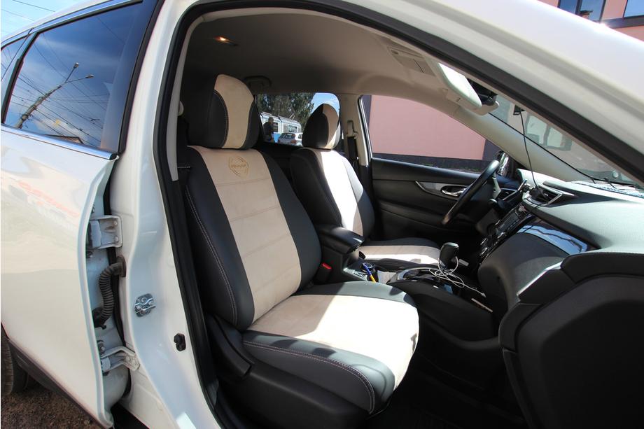 Nissan X-trail T32/Rogue 2014–2021 Autostoelhoezen eco-leer + stof + antara Antara A0013 (complete set voor het interieur) Foto 1
