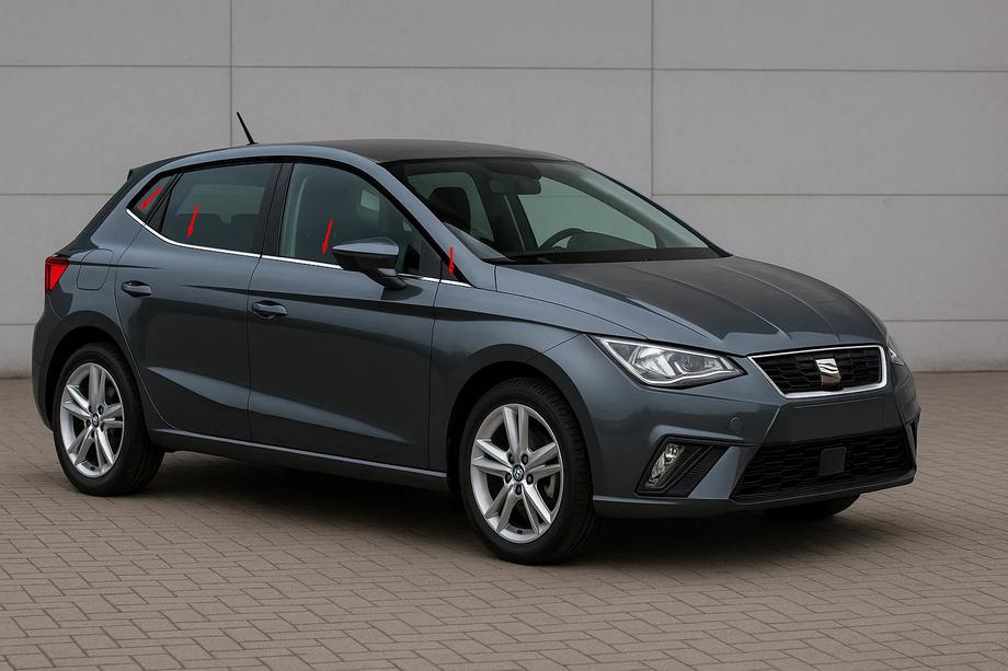 Seat Ibiza 2017– Raamomlijsting (4-delig, RVS) Image