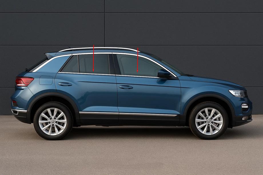 Volkswagen T-Roc 2017–2025 Raamomlijsting (4-delig, RVS) Image