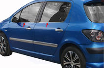 Peugeot 307 2001–2008 Buitenste raamlijstenset (4-delig, RVS) foto 1