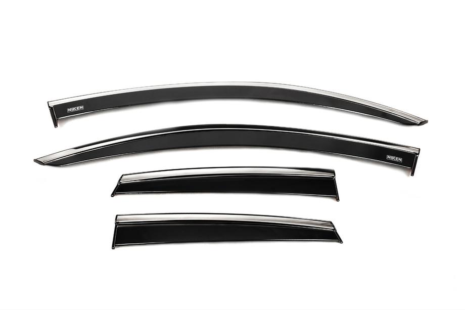 Opel Crossland X 2017–2024 Raamwindschermen met chromen sierlijst (set van 4, Niken) Image