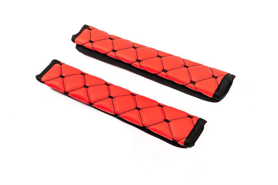 Gordelbeschermers ECO (2 stuks, rood met zwart stiksel) Foto 4