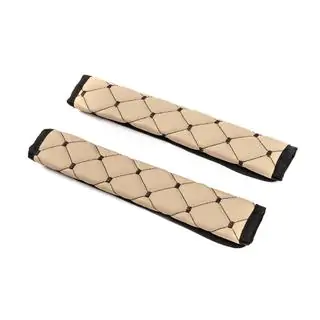 ECO veiligheidsgordel pads (2 stuks, beige met zwart stiksel) foto 3