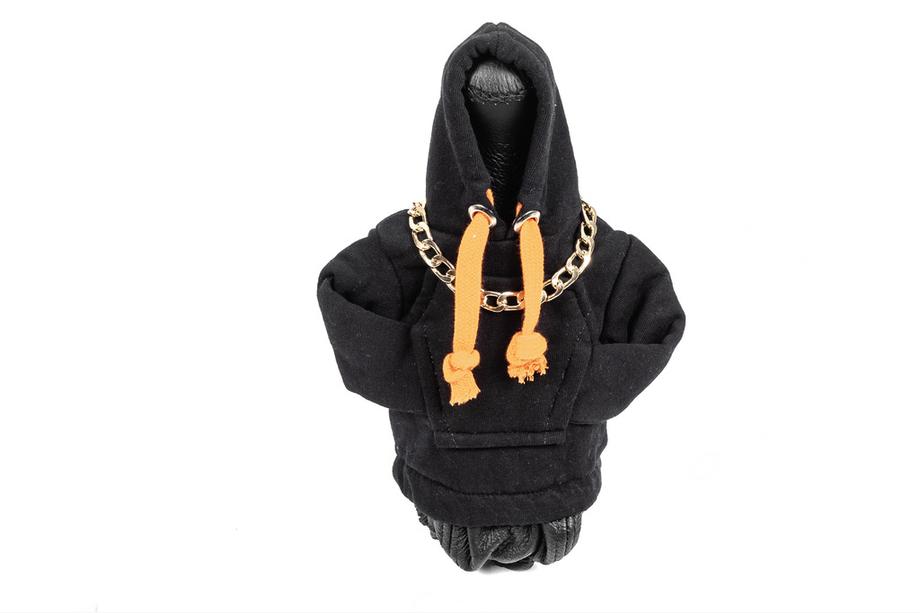 Hoodie-stijl pookhoes (Zwart, oranje trekkoord) Foto 1