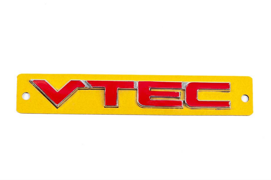 Honda VTEC opschrift rood met chroom (110 x 15 mm) Foto 1