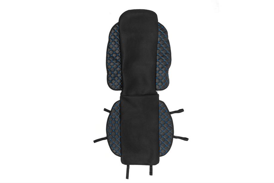 Stoelbeschermer ECO-leder en stof (1 st., zwart met blauwe stiknaad + stof) Image