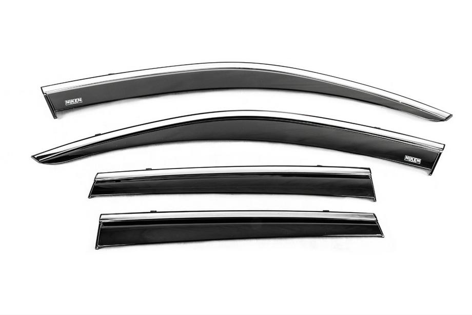 Volkswagen Touareg 2010–2018 Raamwinddeflectoren met chroomlijst (4 stuks, Niken) Foto 3