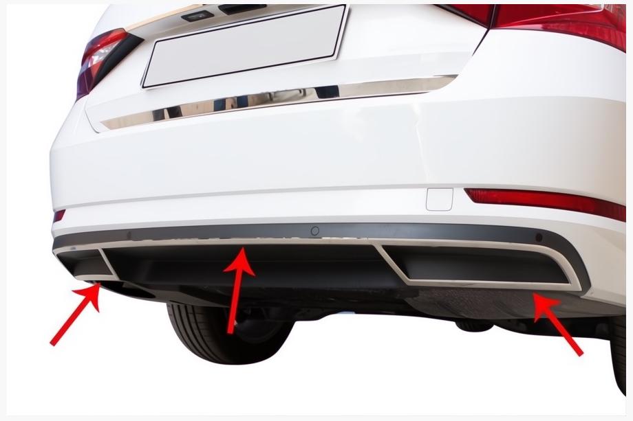 Skoda Superb 2015–2024 Carmos bumper eindstukken (3 stuks, RVS) Image