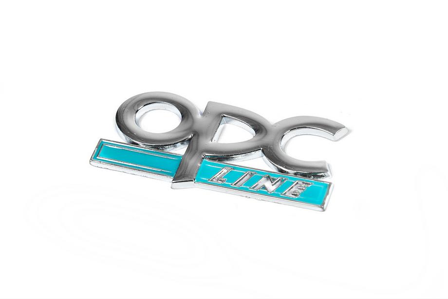 Opel Metalen OPC Line kofferklep-embleem (chroom+blauw) Foto 1