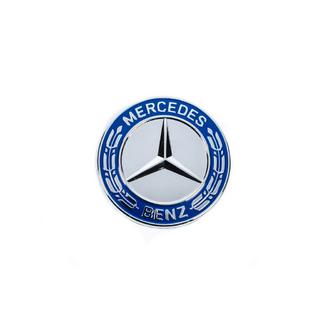 Afdekdop ter vervanging van embleem op motorkap Mercedes (blauw en chroom, 57 mm) foto 2