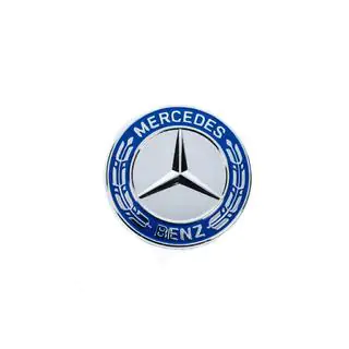 Afdekdop ter vervanging van embleem op motorkap Mercedes (blauw en chroom, 57 mm) foto 2