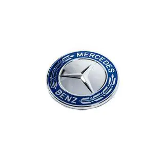 Afdekdop ter vervanging van embleem op motorkap Mercedes (blauw en chroom, 57 mm) foto 1