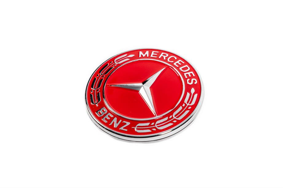 Mercedes-Benz Embleem-afdekdop voor motorkap Mercedes (rood, 57 mm) Foto 2
