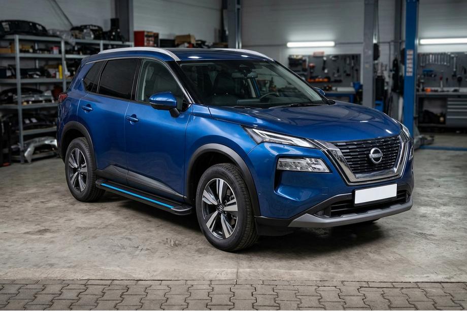 Nissan X-trail T33/Rogue 2022– Maya Blue zijtreden (2 stuks, aluminium) Foto 1