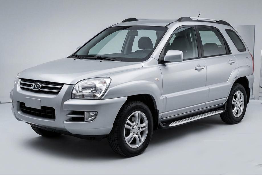Kia Sportage 2004–2010 Side steps Shining V1 (2 st., aluminium) Image