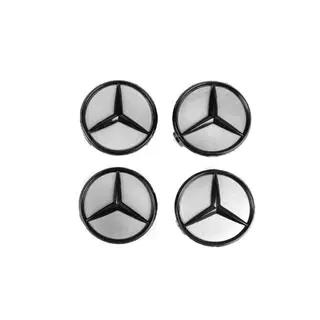 Velgnaafdoppen 71/74 mm zonder ring (set van 4, grijs met zwart logo) foto 2