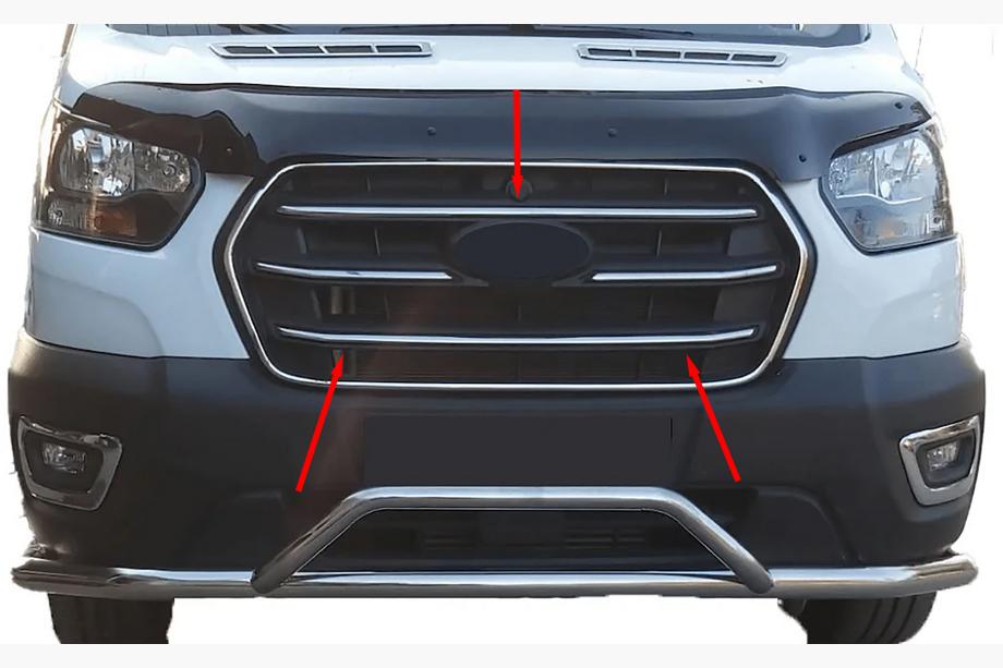 Ford Transit 2014– RVS grillijsten (set 4 stuks) Image
