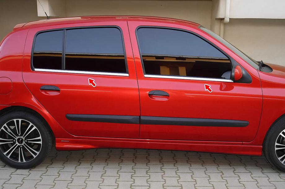 Renault Clio II 1998–2005 Buitenste raamomlijsting (HB, 4 stuks, RVS) Image