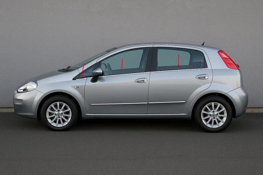 Fiat Punto Grande/EVO 2006–2018 Carmos raamlijsten (6 stuks, RVS) Image