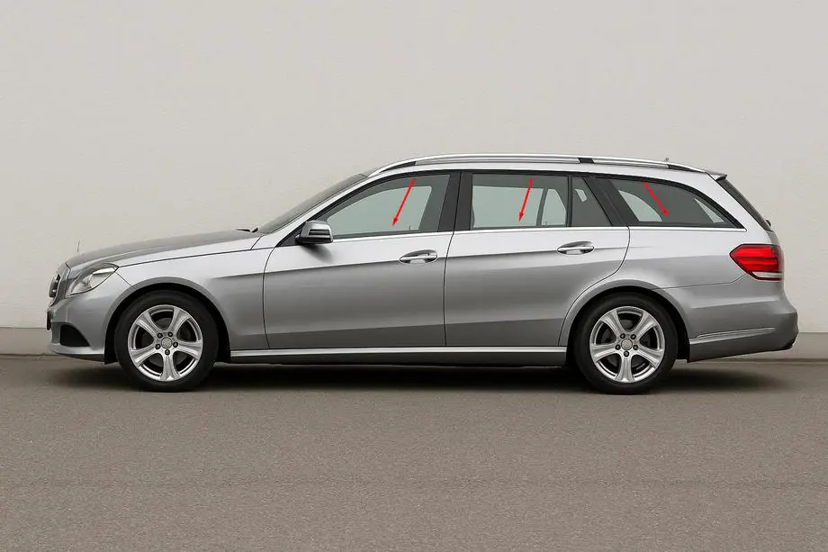 Mercedes E-klasse W212 2009–2016 Chroom raamlijsten voor ramen (SW) (6 stuks, RVS) Image