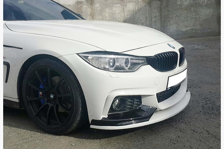 BMW 4 Serie F32/F33/F36 2012–2020 Front bumper lip spoiler DPT LIP V-3 (voor M-Sport, glanzend zwart) Foto 3