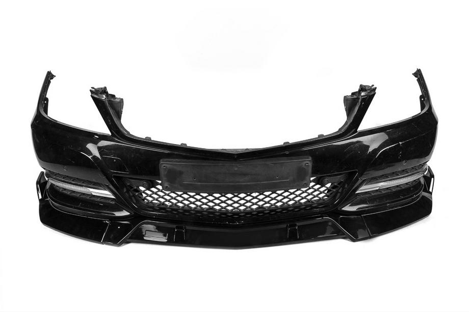 Mercedes C-klasse W204 2007–2015 Lipspoiler voorbumper DPT V1 (2011-2015, glanzend zwart) Foto 4