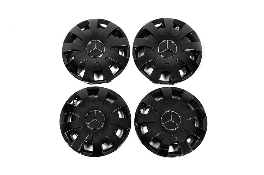 Mercedes Sprinter W907/W910 2018– Wieldoppen zwart ABS (1-ring, set 4 st.) Image
